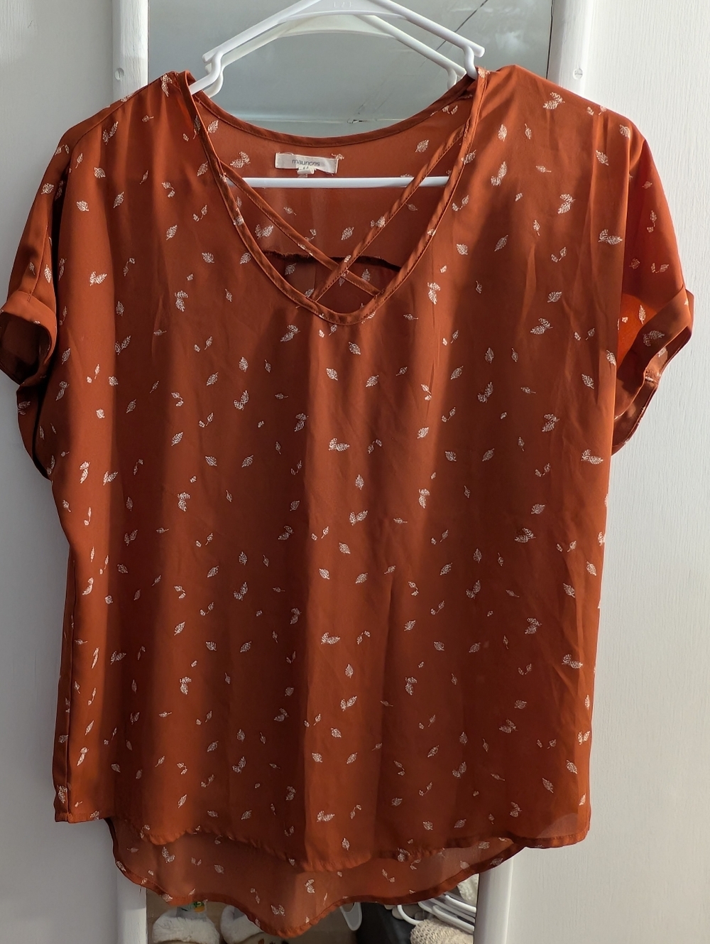 Maurices women's orange leaf print blouse size small